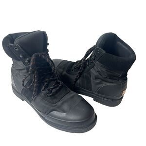 Hunter Boots Black Combat Military Lace Up Boot 6.5" Mens Sz 11 Synthetic/Rubber
